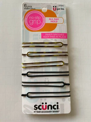 ( LOT OF 2  ) Scunci No Slip Grip Bobby Pins Colors ( 6 pcs ) 37040 spots assort - Image 1 of 4