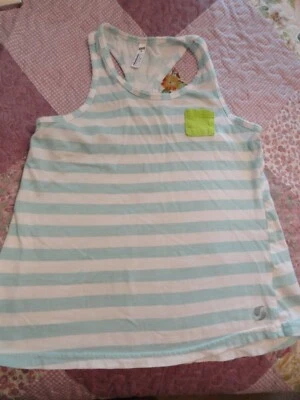 Top de espalda cruzada suave a rayas Aqua para niñas - Talla M (8-10) Foto 1 de 4