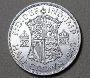 UNITED KINGDOM 1940 SILVER HALF CROWN GEORGE V1 NICE #DFH30 - Picture 1 of 8