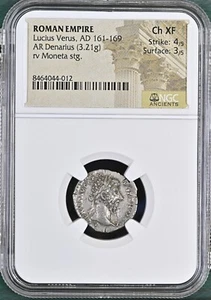 Imperio Romano - Lucio Vero - AD 161-169 - Denario de plata - NGC Ch XF - RIC:590 - Imagen 1 de 5