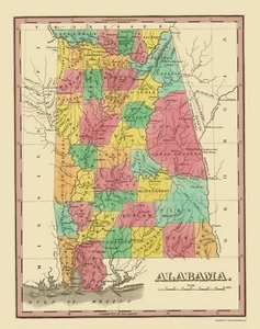 Historic State Map - Alabama - Finley 1831 - 23 x 29.03 - Vintage Wall Art - Imagen 1 de 20