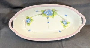 Vintage NIPPON Hand Painted  Pink Edged with Violets Flowered Serving Plate/Bowl - Picture 1 of 4