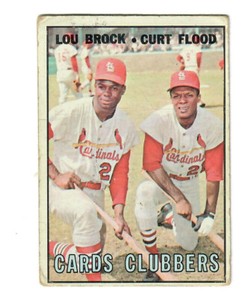 LOU BROCK / CURT FLOOD 1967 TOPPS CARDS CLUBBERS #63 $20.00 CARDINALS