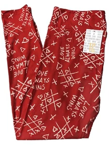 NEW LuLaRoe Tall Curvy (12-18) Red with Tic Tac Toe Hearts Valentine Leggings - Picture 1 of 7