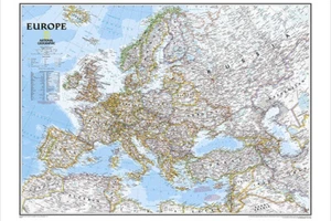 Mappa Europa Poster Politico Europeo Scuola Home Art Wall Chart Decorazione Murale - Foto 1 di 10