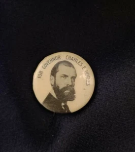 1906 Charles E Hughes Kampagne Pin für Massachusetts Gouverneur Original Bastian - Bild 1 von 3
