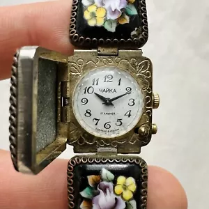 RARE Vtg CHAIKA Enamel Stones Women LADY Beauty USSR Watch Mechanical luxury - Picture 1 of 19