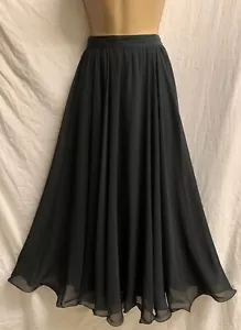 Frank Usher Vintage Black Chiffon Floaty Long 6 8 Curl Wired Hem Occasion Skirt - Picture 1 of 15