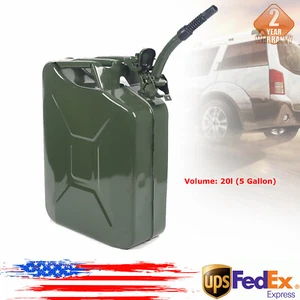 Fuel Can 5 Gallon 20L Steel Gasoline Gas Fuel Tank Emergency with Spout - Foto 1 di 16