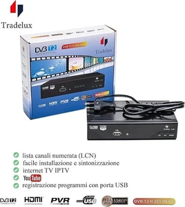 Decoder Dvb T2 Ricevitore Digitale Terrestre Mpeg 4 Full Hd 1080p Hevc  H265 - Foto 1 di 3