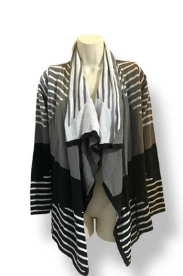 Cárdigan Suéter Mujer Staring At Stars XS Gris Negro Rayas Frente Cascada Foto 1 de 3