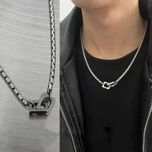 Einfache Doppelring Schnalle Halskette Herren Straße Hip-Hop Schlüsselbein Kette Zubehör - Bild 1 von 11