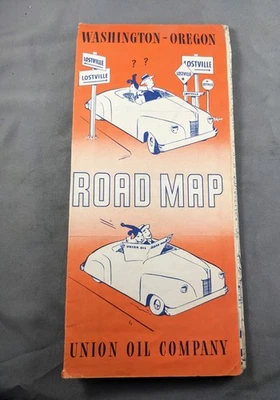 Hoja de ruta de la compañía petrolera de la década de 1940 Washington y Oregon Foto 1 de 3