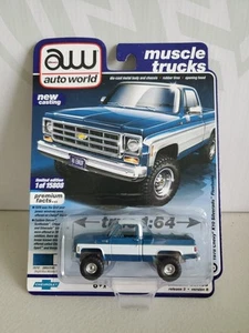 Auto World Premium Series Release 3B 1978 Chevy K10 Silverado Bright Blue/White - Picture 1 of 5