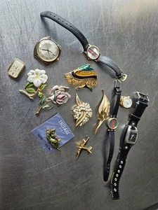 Gucci Trifari Puma Ellen Kiam Park Lane Rafaelian VINTAGE UHR & BROSCHE KONVOLUT. - Bild 1 von 19