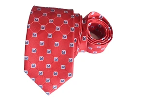 JOS A BANK MEN'S TIE RED/GEOMETRIC WIDTH: 3.25" LENGTH: 59" - Picture 1 of 3