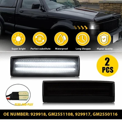 Par de luces de señal LED blancas marcadoras laterales delanteras para Chevrolet S10 GMC Jimmy S15 Foto 1 de 4