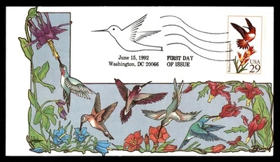 Mayfairstamps US FDC 1992 Washington DC Rufous Hummingbird stamp Gill Craft Firs - Image 1 of 2