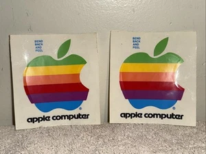 Original Vintage APPLE MACINTOSH Computer Rainbow Logo Stickers - 4” - Afbeelding 1 van 2