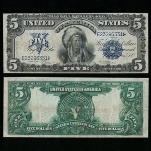 SC 1899 $5 Fr.274 Early Issue Vernon|McClung Sig. Chief Silver Certificate (331) - Picture 1 of 4
