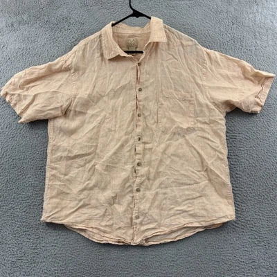 Jos A Bank Shirt Mens XL Orange 100% Linen Button Down Short Sleeve Preppy Boho - Image 1 of 4