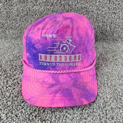 Gorra de colección Sony Snap Back rosa púrpura tie dye con cable sonido automático bordado Foto 1 de 4