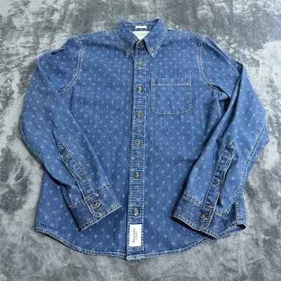 Top Abercrombie & Fitch Para Hombres Pequeño Azul Denim Ajuste Muscular Y2K Patrón Abotonado Foto 1 de 4