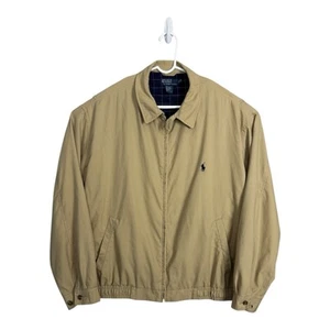 Polo Ralph Lauren Harrington Bomber Jacket Plaid Lined Mens 2XB Khaki Cotton - Picture 1 of 11
