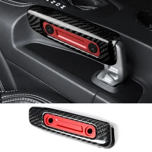 For Ford Mustang 2024+ Replace Handbrake Handle Grab Trim Real Carbon Fiber Red - Picture 1 of 13