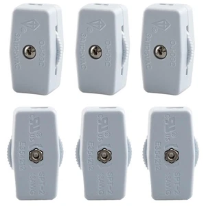 6 Stück Weiß Inline Kabelschalter, 125 V 3 A Drehkabelschalter für Büro Familie B... - Bild 1 von 5