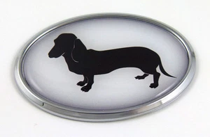 Deschaund Dog 3D Chrome emblem Pet Decal Car Auto Bike Truck Sticker oval - Bild 1 von 1