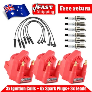 3x Ignition Coil Spark Plug & Leads for Holden Commodore VS VT VY VX 3.8L1990-04 - Picture 1 of 17