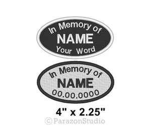Custom Embroidered In Memory of Memorial MC Rocker Biker Sew on Patch 4" x 2.25" - Picture 1 of 11