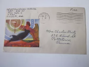 US COVER WWII LINCOLN NEBRASKA CANCEL PATRIOTIC MINKUS CACHET LET THERE BE LIGHT - Picture 1 of 3