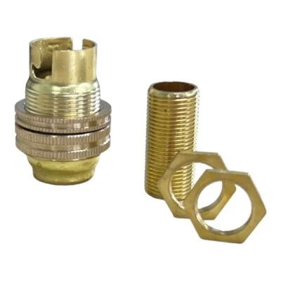 Jeani Brass Lamp Holder Un Switched Bayonet SBC Bulb Holder 1/2" & Threaded Rod