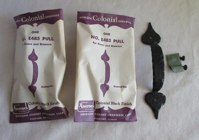 NOS puxadores de gaveta puxadores de armário martelados preto 5 1/16" Amerock lote de 2 armários - Imagem 1 de 4