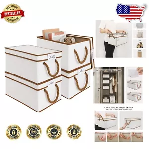 Sturdy Stackable Storage Boxes with Lift-off Lids - Elegant Beige & Brown Set - Picture 1 of 9