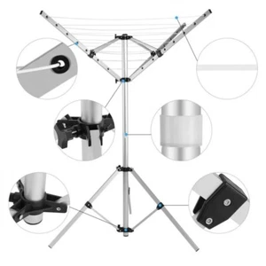 4 ARM ALUMINIUM ROTARY AIRER DRYER CLOTHES STAND FREE STANDING CARAVAN 18 METER - Picture 1 of 7