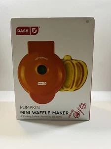 Dash Pumpkin Mini Waffle Maker 4" Cooking Surface Non-stick 350 Watts Orange - Picture 1 of 21