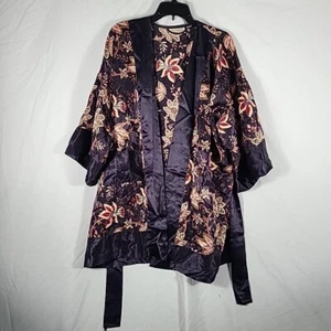 Vintage Victoria's Secret Gold Label geblümter Seidenmantel mehrfarbig geschnittenes Etikett  - Bild 1 von 9