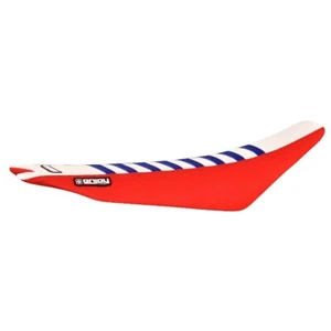 2013-2019 BETA 125 250 300 450 Ribbed Seat Cover RED & WHITE w/ BLUE RIBS #165 - Imagen 1 de 5