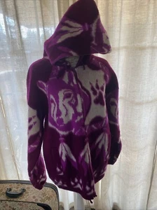 RARE Men’s Yari Artesanias wool Native American Hooded Jacket Size M Purple - Picture 1 of 8