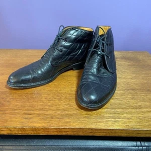 Vintage Cole Haan Women's Leather Dress Booties 7AA*NarrowBlack Quilted Laceup - Picture 1 of 16