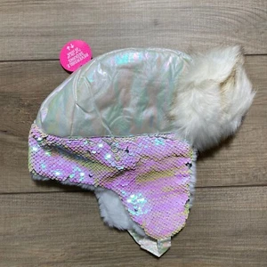 The Children's Place Girls' Holographic Faux Fur Sequin Hat Size 4-7 Years (S-M) - Picture 1 of 11