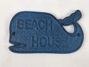 Nautical Blue Cast Iron Whale Beach House Plaque Sign HD35 - Picture 1 of 3
