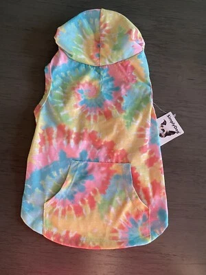 SIMPLY DOG PINK,BLUE ,YELLOW TIE-DYED HOODIE DRESS Puppy/Dog LARGE NWT - Image 1 of 2