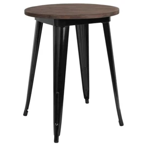 Flash Furniture 24" Round Black Metal Table, Walnut - CH-51080-29M1-BK-GG - Picture 1 of 1