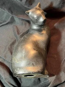Japanische figürliche Metallguss Bronze oder Messing Katze Katze Haustier Skulptur Kunst Statue - Bild 1 von 13