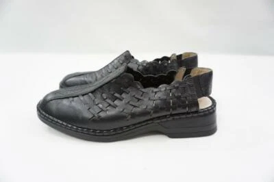 SPRING STEP USED WOMEN 8/41 BLACK LEATHER WOVEN SLINGBACK SANDALS - Image 1 of 4