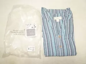 KS Island Shirt Top 3XL Tall Men Blue Stripe Scrub V-Neck Long Sleeve NEW - Picture 1 of 6